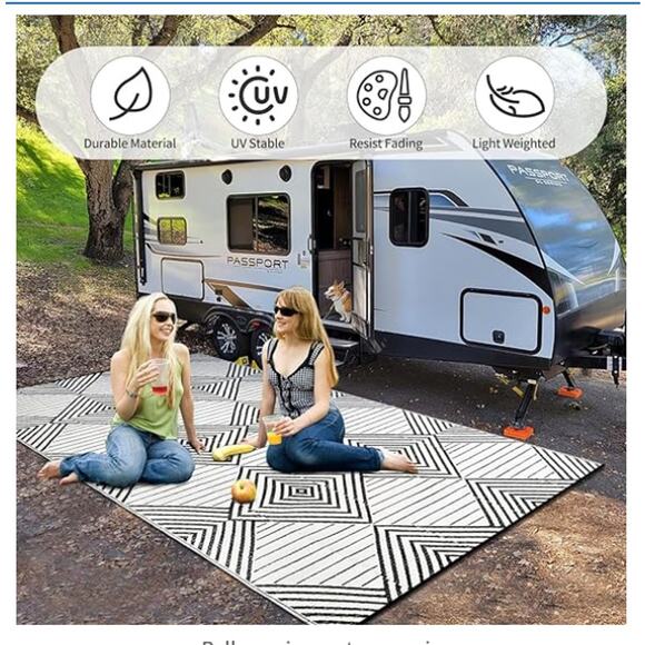 Waterproof Outdoor Rug 5x8ft, Foldable Reversible Plastic Straw Mat - Picture 5 of 6